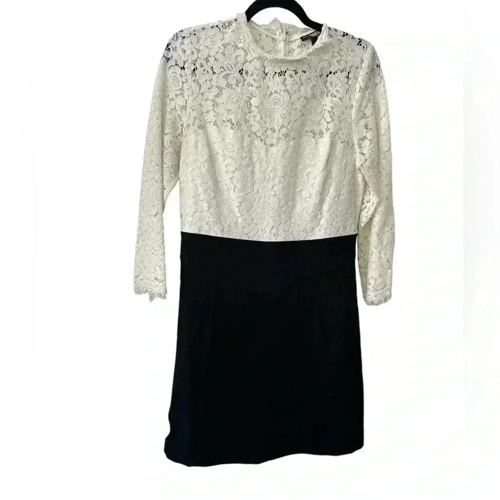 Express Womens 10 Coquette Esthetic Lace Long Sleeve Black Pencil Skirt Dress